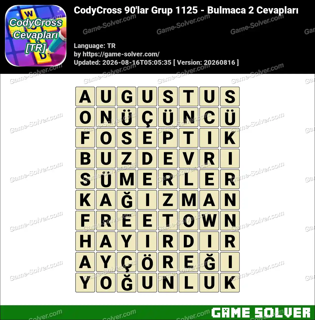 CodyCross 90’lar Grup 1125 – Bulmaca 2 Cevapları